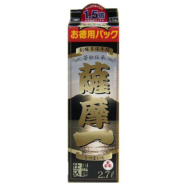 薩摩一 25度 2.7L パック 1本 芋焼酎 若松酒造 - アスクル