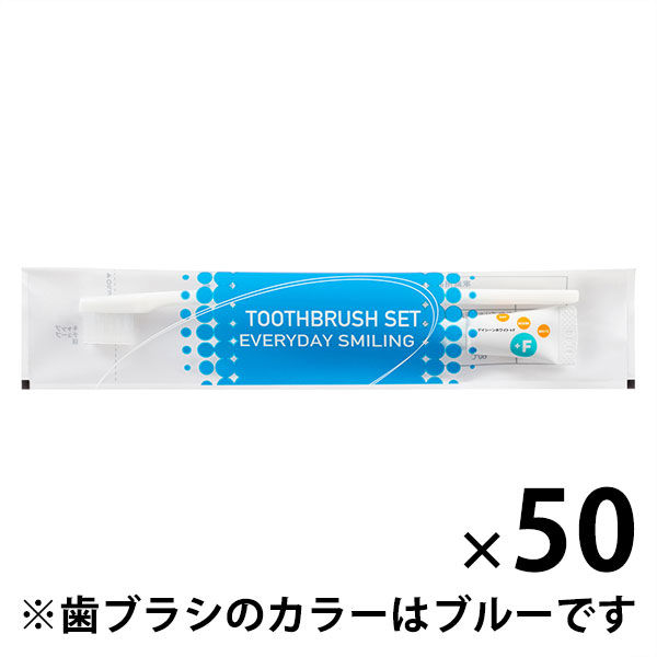 業務用ハブラシセット 使い捨て歯ブラシ コンパクト ブルー S3600-06 1箱（50本入）アイテック