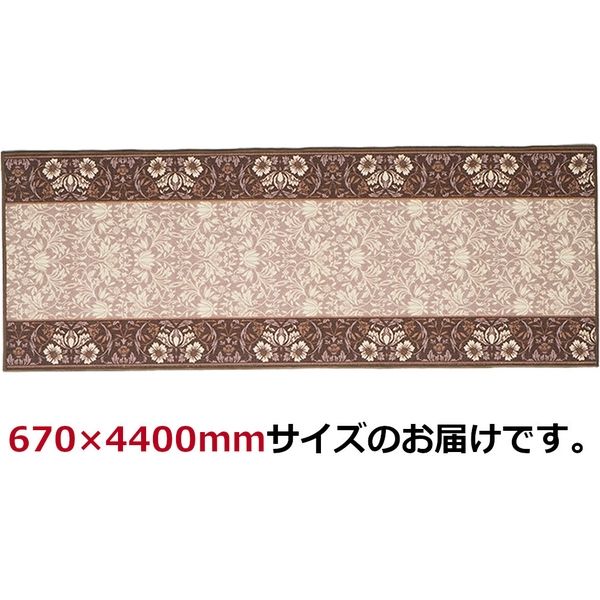 萩原 エレガンス 廊下敷き タフトプリント 670×4400mm ブラウン 240616734 1枚（直送品）