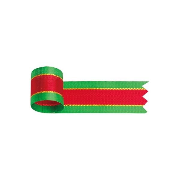 ササガワ リボン クリスマス用 赤緑 １８ 50-7404 1巻 【25m巻袋入】