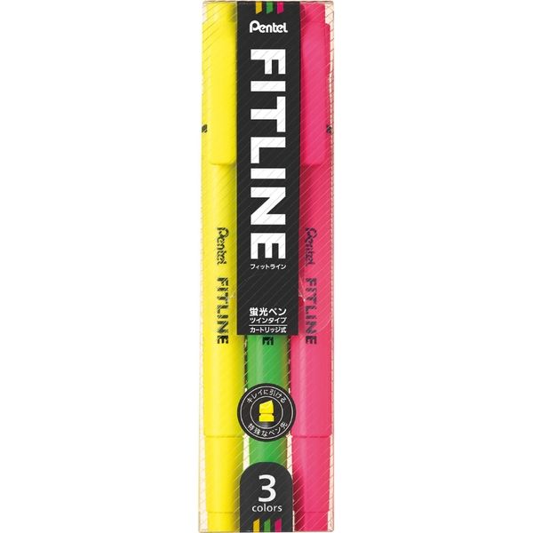 ぺんてる 蛍光ペン　フィットライン　３色セット SLW11-3 10セット（直送品）