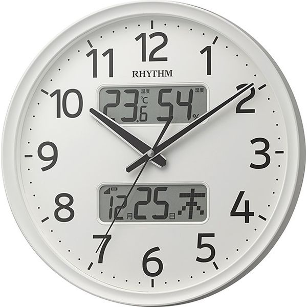 RHYTHM（リズム） フィットウェーブリブA03 掛け時計 [電波 温湿度
