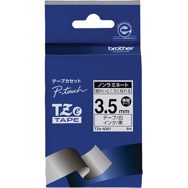 ピータッチ テープ 幅3.5mm 白ラベル(黒文字) TZe-N201 1箱 ブラザー（直送品）
