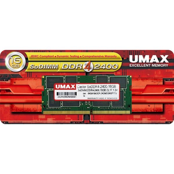 UMAX ノートＰＣ用メモリー　ＳＯーＤＩＭＭ　ＤＤＲ４ー２４００　１６ＧＢ　１枚組 UM-SODDR4S-2400-16G 1個（直送品）