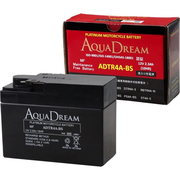 【バイク用品】AQUA DREAM（アクアドリーム） バイク用バッテリーシールド型MF ADTR4A-BS 1個（直送品）