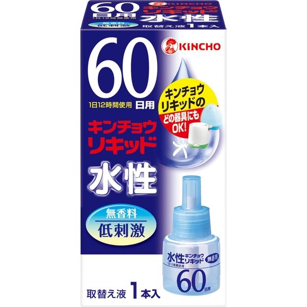 金鳥　水性キンチョウリキッド60日 無香料 取替え液 4987115230958 1ケース(60本入) 大日本除虫菊（取寄品）