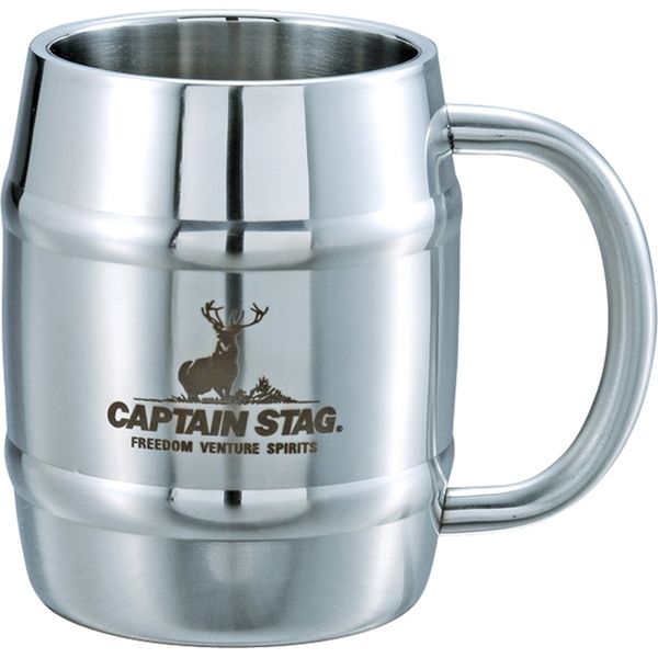 キャプテンスタッグ ダブルステン樽型マグカップ 420ml（直送品）