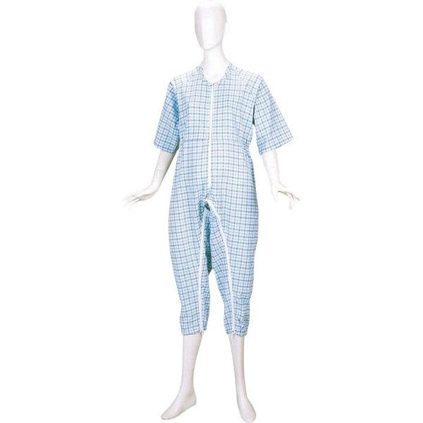 松本ナース産業 ツイルねまき　前開き　普通ファスナー　4100　ブルー　LL 1枚　【介護用衣類】介援隊カタログ（直送品）