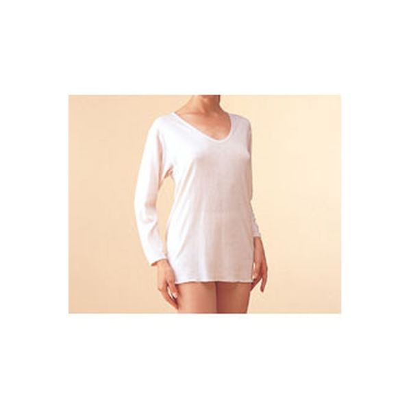 神戸生絲 シルクノイル婦人7分袖スリーマー　ST741　オフホワイト　L 1枚　【介護用衣類】介援隊カタログ（直送品）