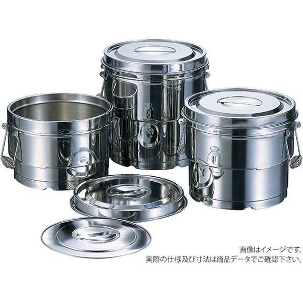 ＡＧ１８ー８　目盛付二重食缶　１０Ｌクリップ付き　1個 14010C　赤川器物製作所（直送品）