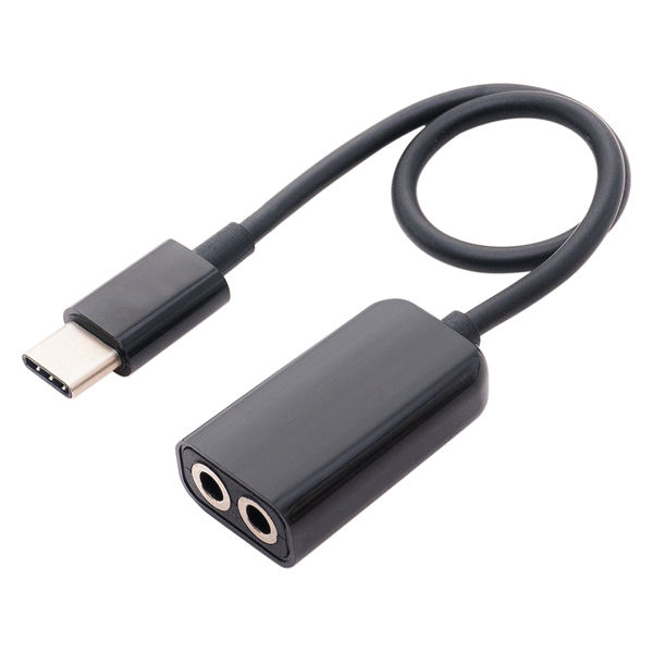 変換ケーブル USB Type-C[オス]‐[メス]3極ミニプラグ×2 ヘッドセット用