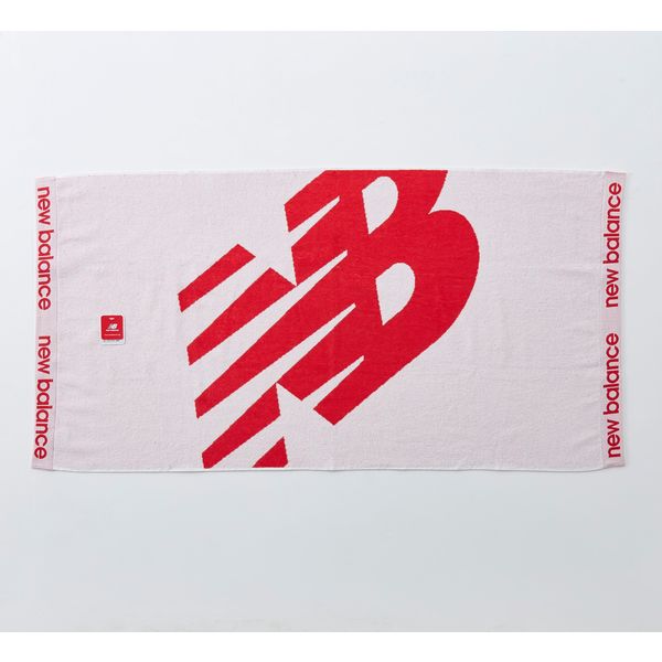 マルチウコーポレーション ニューバランスジャガードバスタオル（A柄）ヘムデザイン　白×赤 5-42426-1 1枚（直送品）