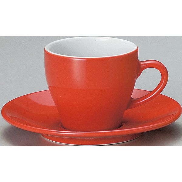 金正陶器 ユーラシア コーヒー碗 赤＆受皿 赤(6客セット） 9-93-21 6客入り（直送品）