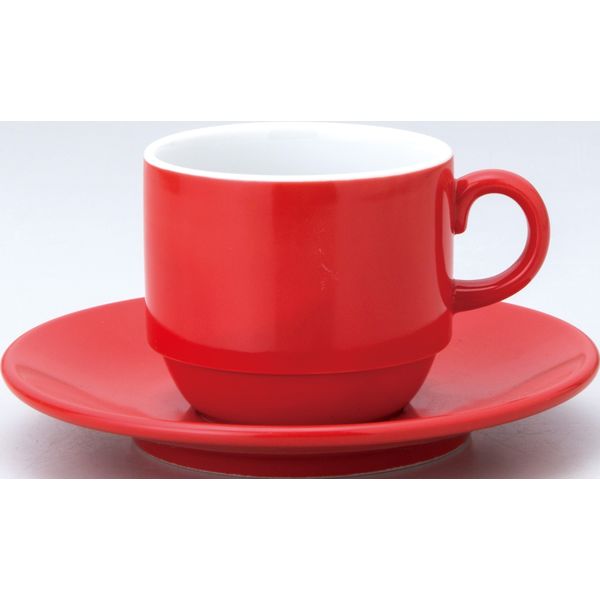 金正陶器 ユーラシア スタックコーヒー碗 赤＆受皿 赤(6客セット） 9-93-31 6客入り（直送品）