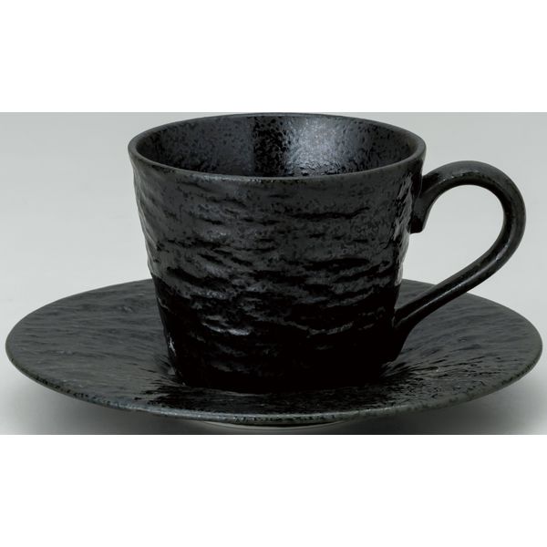 金正陶器 ペトラ 黒耀 コーヒー碗＆受皿(6客セット） 9-94-5 6客入り（直送品）