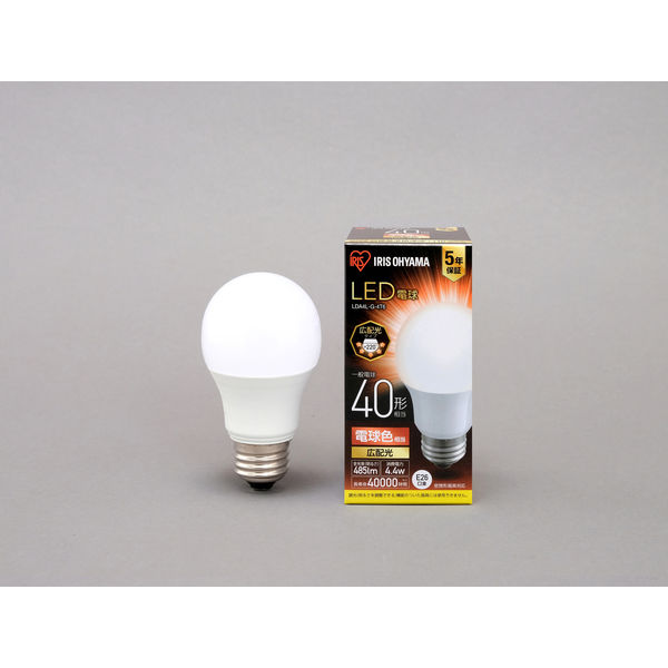 アイリスオーヤマ LED電球 E26 広配光 電球色 40形(485lm) LDA4LーGー4T6 LDA4L-G-4T6 1個（直送品）