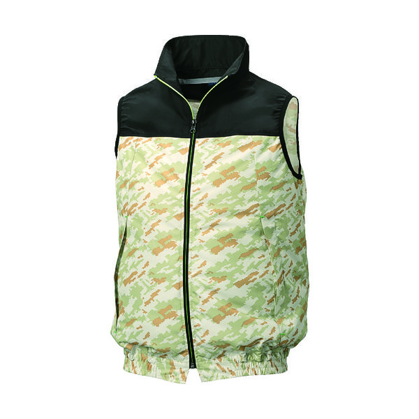 空調服 ポリエステル製カジュアル空調ベストウェアのみブラック×サンドカモ4L KU92020-C40-S6 1着 206-5373（直送品）