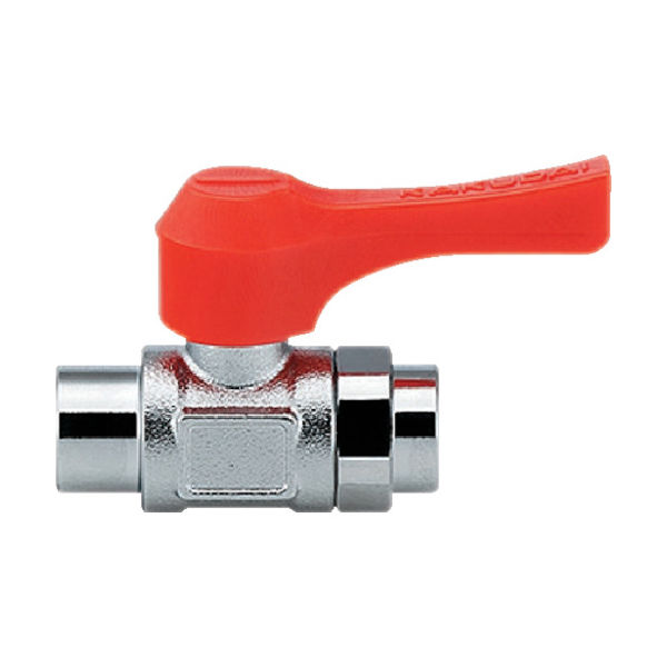 カクダイ KAKUDAI ミニチュアボールバルブ 呼び径(A)Rc3/8 全長54.6 オレンジ 651-904-10 1個（直送品）