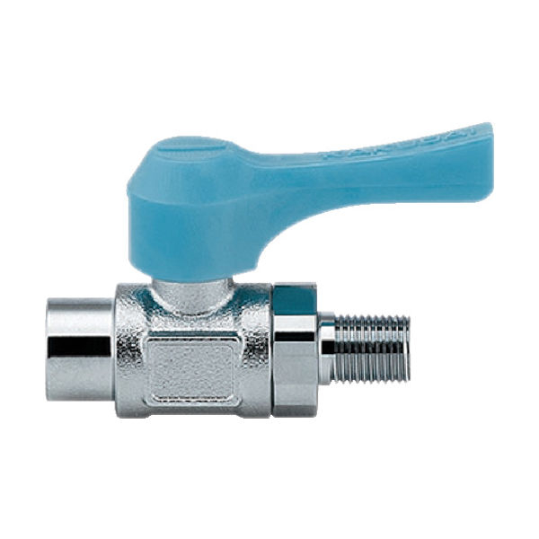 カクダイ KAKUDAI ミニチュアボールバルブ 呼び径(A)Rc1/8 全長49.4 ブルー 651-803-3 1個 477-6666（直送品）