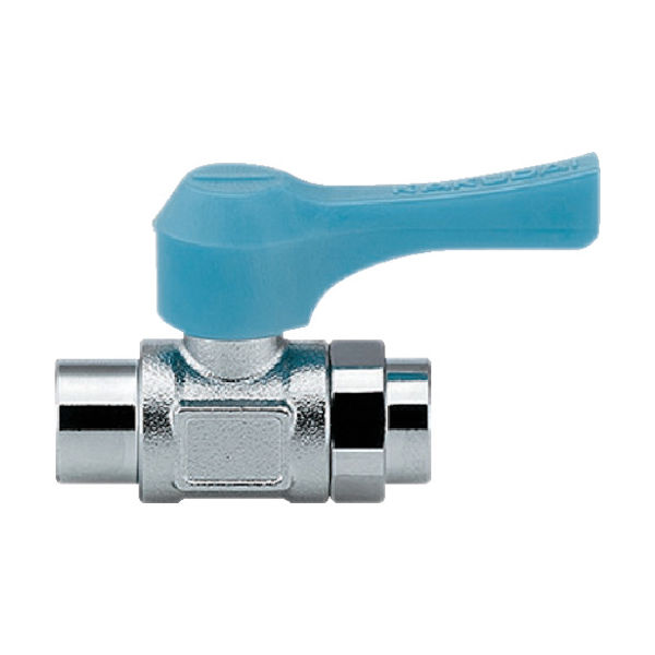 カクダイ KAKUDAI ミニチュアボールバルブ 呼び径(A)Rc1/8 全長43.4 ブルー 651-804-3 1個 477-6691（直送品）