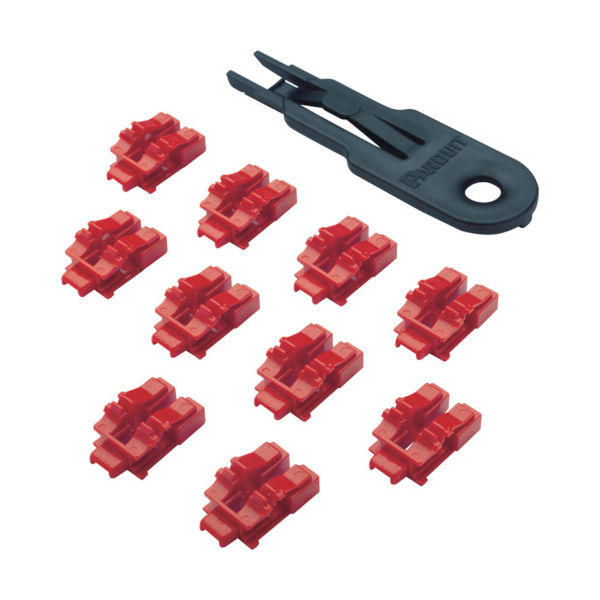 パンドウイット LCデュプレックスアダプタ用セキュリティキャップ 赤 10個入 PSL-LCAB 1袋(10個)（直送品）