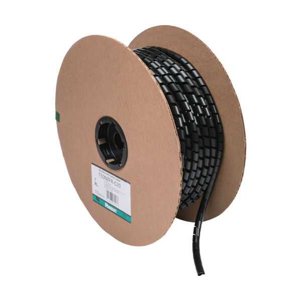 パンドウイットコーポレーション パンドウイット スパイラルラッピング ハロゲンフリー難燃性ナイロン6 黒 T38NZFR-C20 1巻（直送品）