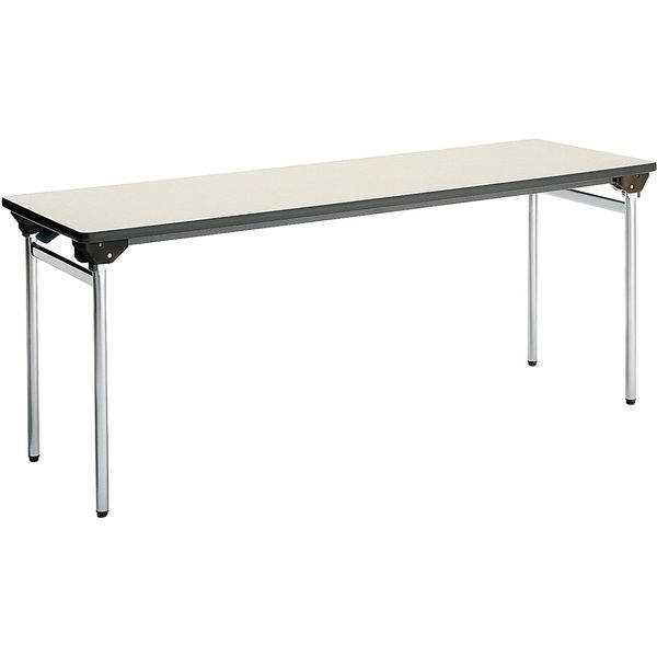 【設置込】コクヨ 会議用テーブル KT-500 折畳みテーブル 棚無 丸脚メッキ 幅1800×奥行600×高さ700mm ナチュラルグレー 1台（直送品）
