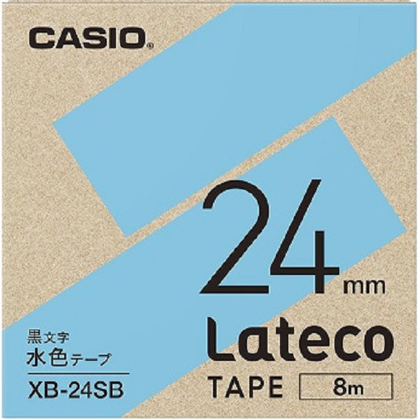 カシオ CASIO ラテコ 詰替え用テープ 幅24mm 水色ラベル 黒文字 8m巻 XB-24SB（取寄品）