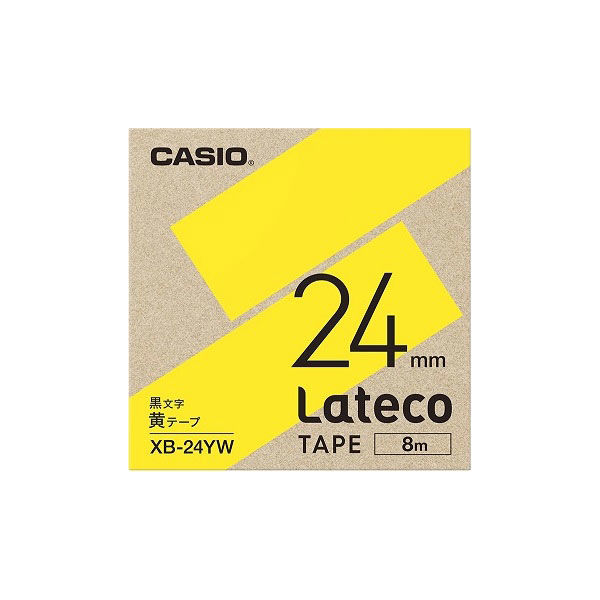 カシオ CASIO ラテコ 詰替え用テープ 幅24mm 黄ラベル 黒文字 8m巻 XB-24YW（取寄品）