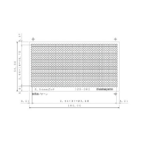 サンハヤト シール基板 55×100mm 穴径0.9φ ICB062 1枚 816-3096（直送品）