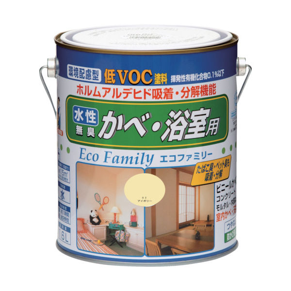 ニッぺ 水性エコファミリー 1.6L アイボリー HUM003ー1.6 4976124050350 1缶(1600mL)（直送品）