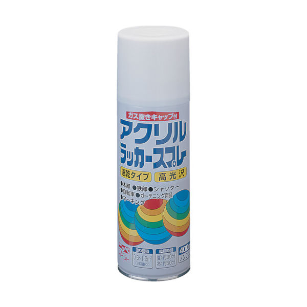 ニッぺ アクリルラッカースプレー 400ml ホワイト HWE001ー400 4976124270147 1本(400mL)（直送品）