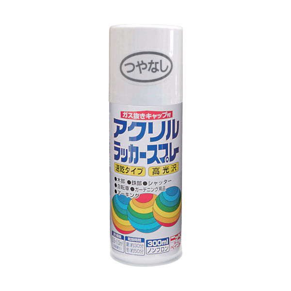 ニッぺ アクリルラッカースプレー 300ml つやなしホワイト HWE002ー300 4976124270239 1本（直送品）