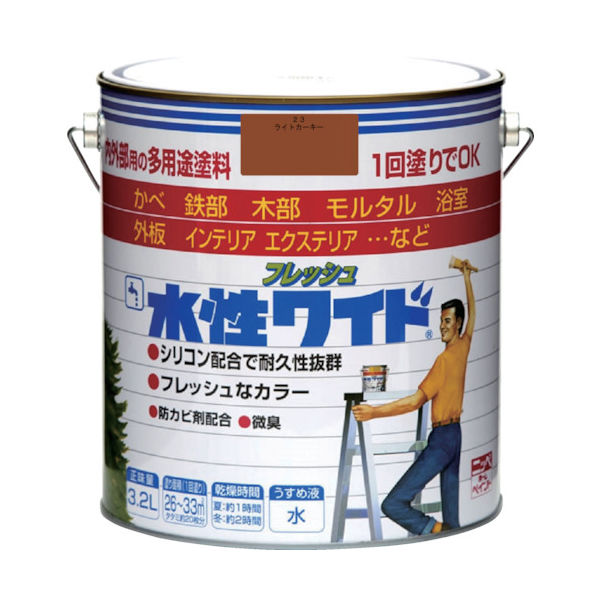 ニッペホームプロダクツ ニッぺ 水性フレッシュワイド 3.2L ライトカーキー HTA108ー3.2 4976124024832 1缶（直送品）