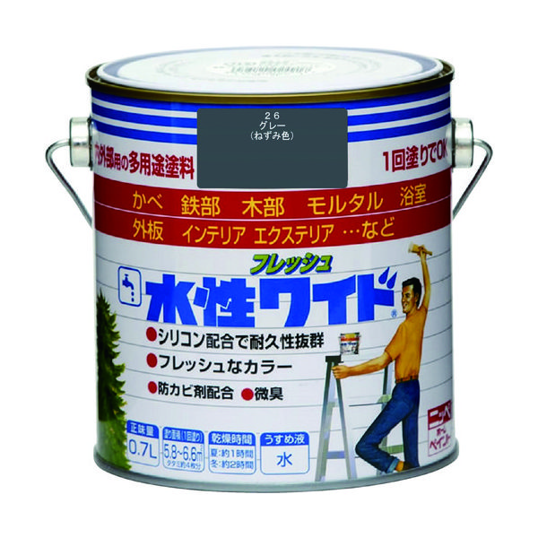 ニッペホームプロダクツ ニッぺ 水性フレッシュワイド 0.7L グレー HTA111ー0.7 4976124025112 1缶（直送品）