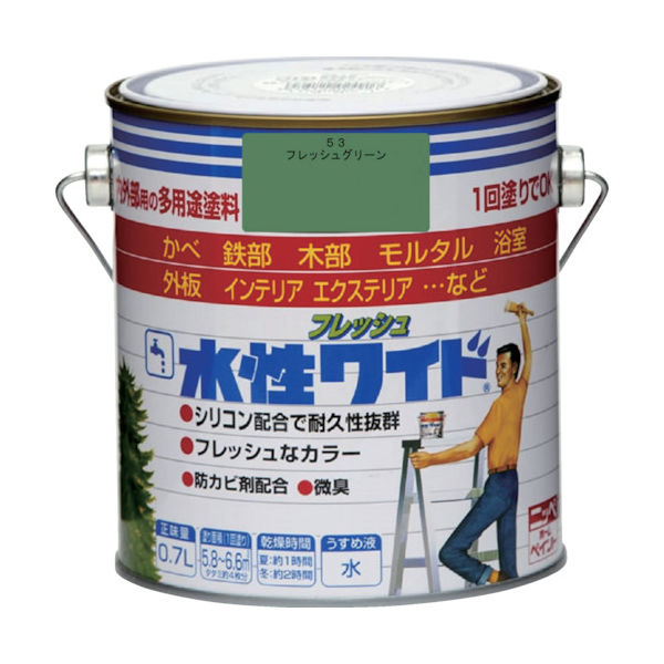 ニッペホームプロダクツ ニッぺ 水性フレッシュワイド 0.7L フレッシュグリーン HTA133ー0.7 4976124027314 1缶（直送品）