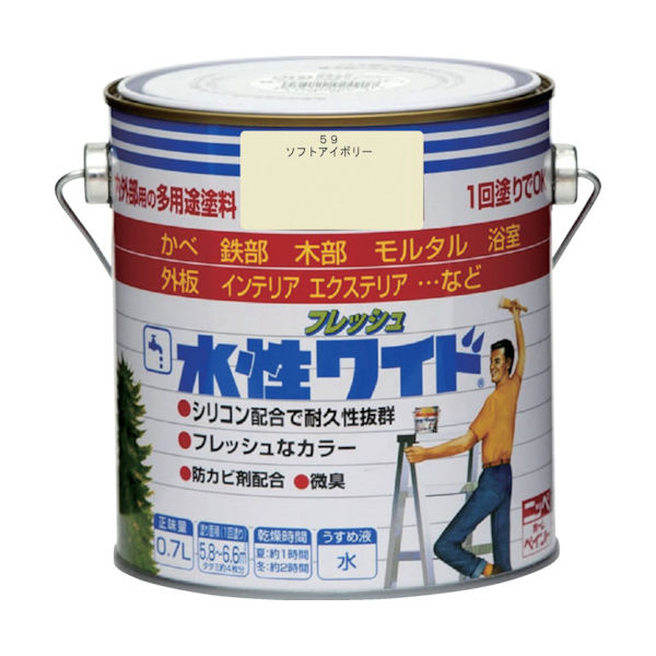 ニッペホームプロダクツ ニッぺ 水性フレッシュワイド 0.7L ソフトアイボリー HTA139ー0.7 4976124027918 1缶（直送品）
