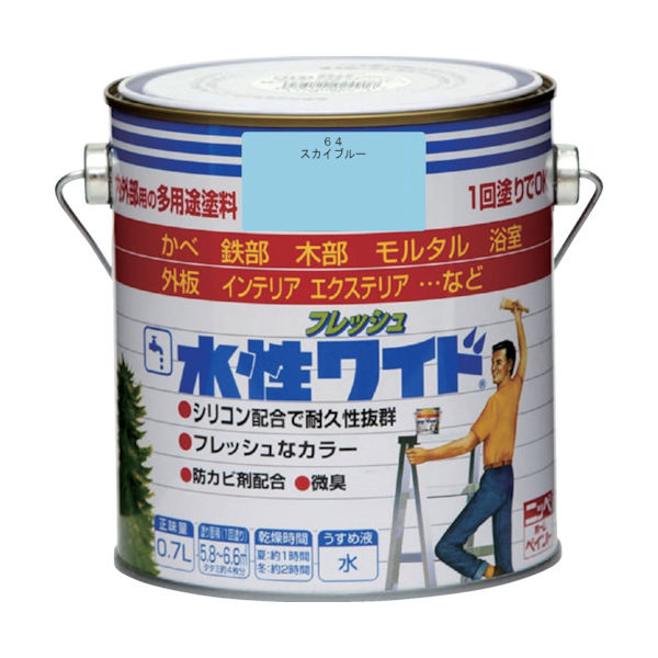 ニッペホームプロダクツ ニッぺ 水性フレッシュワイド 0.7L スカイブルー HTA144ー0.7 4976124028410 1缶（直送品）