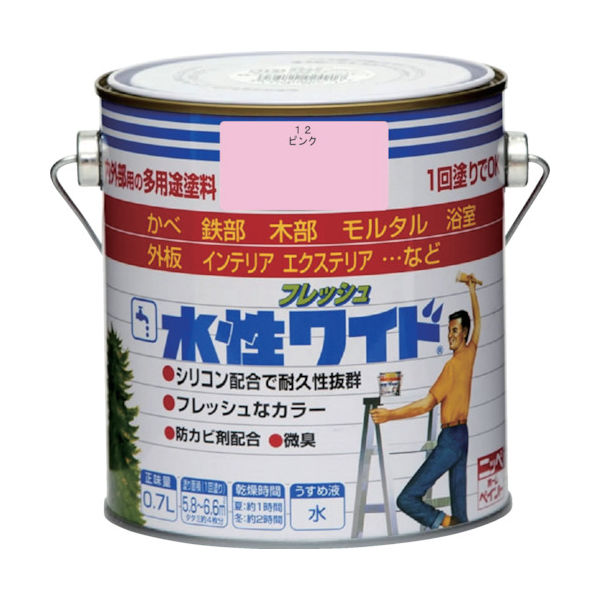 ニッペホームプロダクツ ニッぺ 水性フレッシュワイド 0.7L ピンク HTA184ー0.7 4976124033339 1缶（直送品）