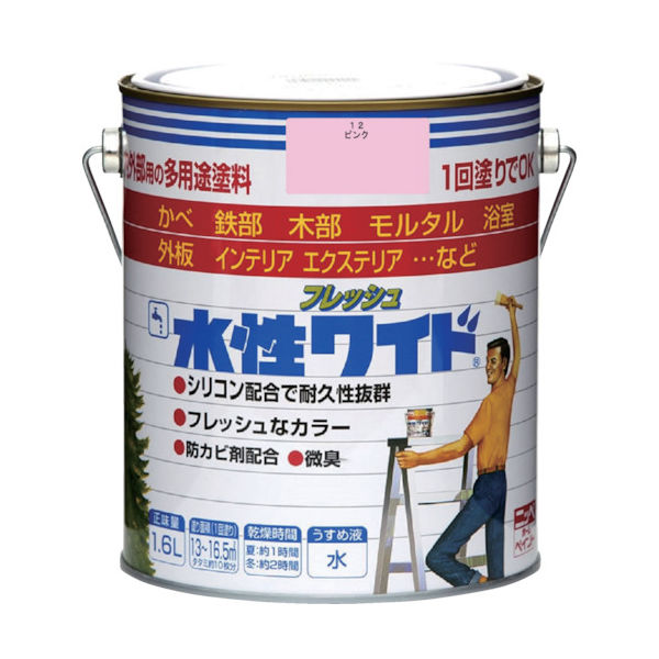 ニッペホームプロダクツ ニッぺ 水性フレッシュワイド 1.6L ピンク HTA184ー1.6 4976124033346 1缶（直送品）