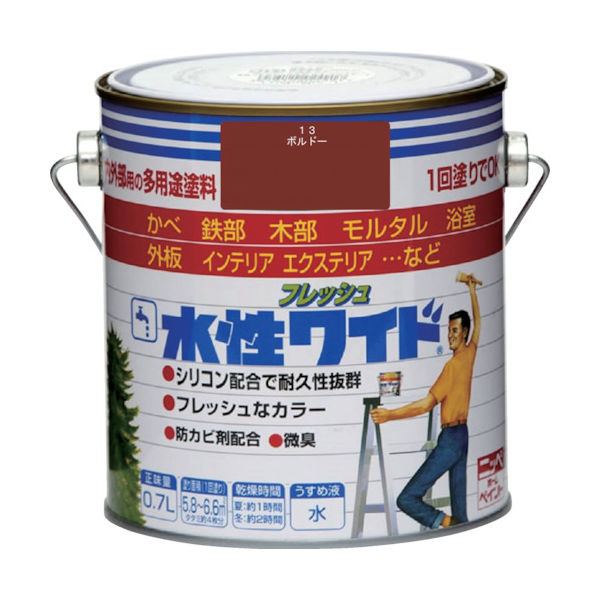 ニッペホームプロダクツ ニッぺ 水性フレッシュワイド 0.7L ボルドー HTA185ー0.7 4976124033438 1缶（直送品）
