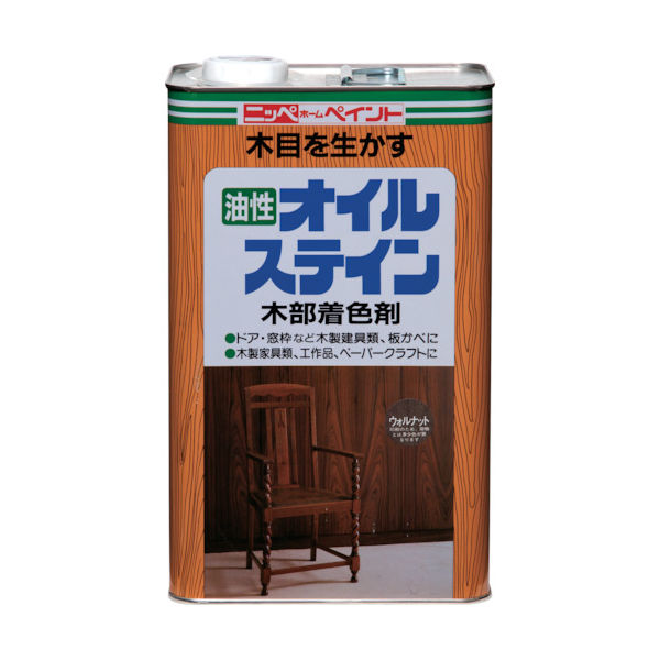 ニッペホームプロダクツ ニッぺ 油性オイルステイン 4L ウォルナット HPB0QDー4 4976124520129 1缶(4000mL)（直送品）