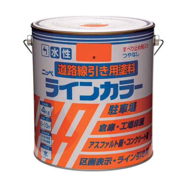 ニッペホームプロダクツ ニッぺ 水性ラインカラー 4kg 黄 HPT114ー4 4976124092121 1缶(4000g)（直送品）