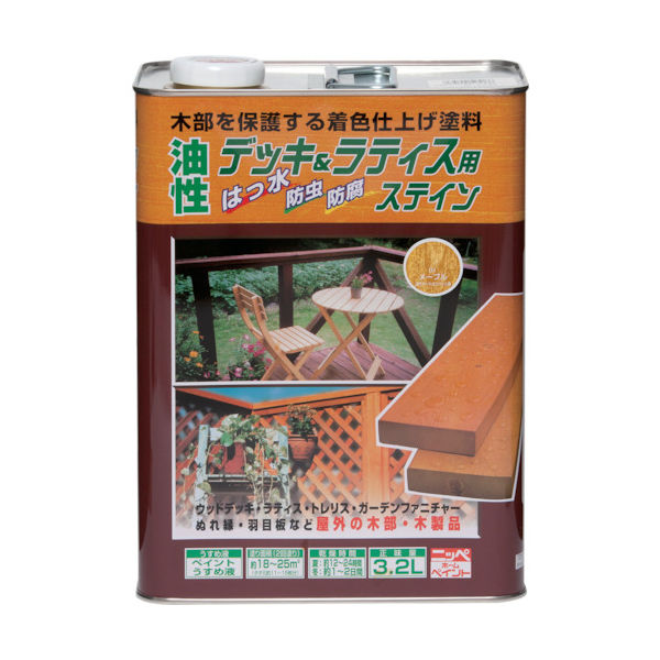 ニッぺ 油性デッキ&ラティス 3.2L ウォルナット HUH006ー3.2 4976124525681 1缶(3200mL)（直送品）