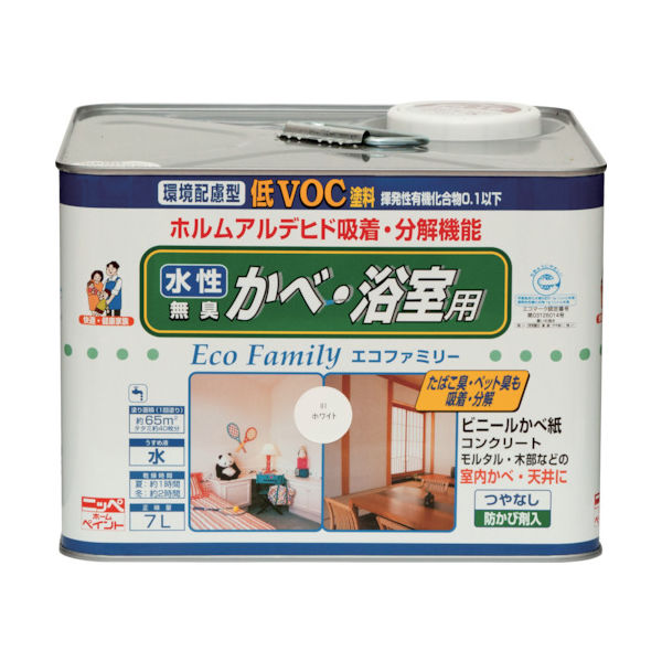 ニッペホームプロダクツ ニッぺ 水性エコファミリー 7L ホワイト HUM101ー7 4976124050176 1缶 859-9004（直送品）