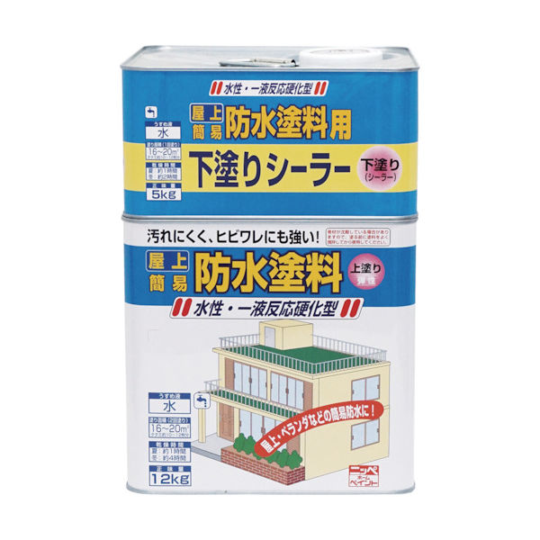 ニッぺ 水性屋上防水塗料セット 17kg グレー HUP002ー17 4976124246159 1缶(17000g)（直送品）