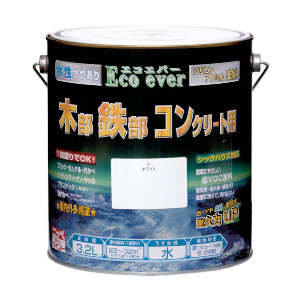 ニッペホームプロダクツ ニッぺ 水性エコエバー 3.2L オフホワイト HWX105-3.2 1缶 859-9156（直送品）