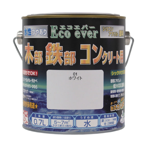 ニッペホームプロダクツ ニッぺ 水性エコエバー 0.7L グレー HWX144ー0.7 4976124039324 1缶 859-9193（直送品）