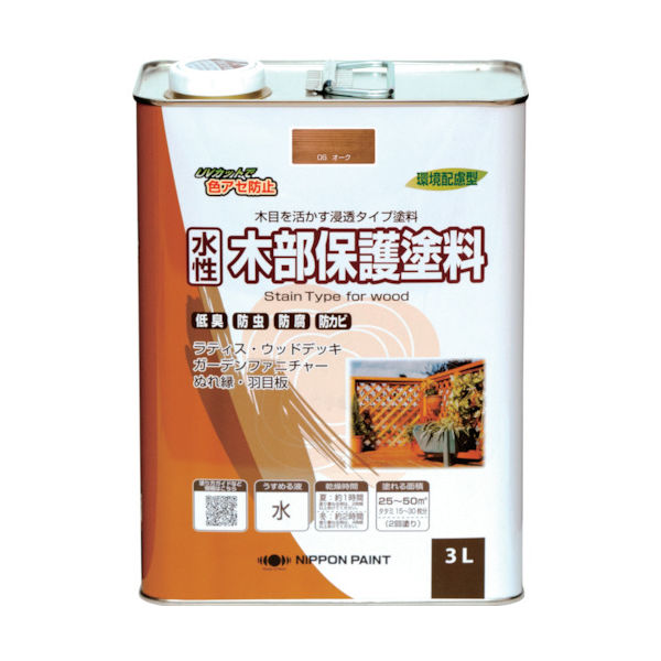 ニッペホームプロダクツ ニッぺ 水性木部保護塗料 3L オーク HXY006ー3 4976124544552 1缶(3000mL)（直送品）