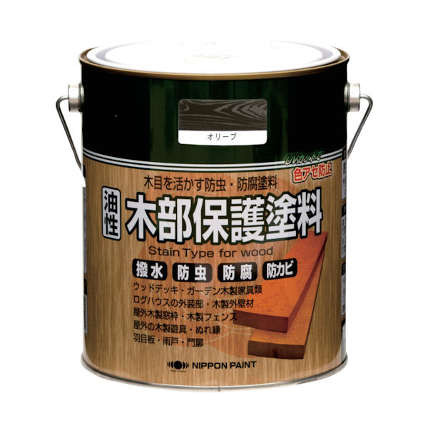 ニッペホームプロダクツ ニッぺ 油性木部保護塗料 1.6L オリーブ HYM004-1.6 1缶 859-9441（直送品）
